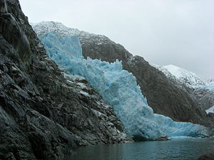 Seracs, Piloto-gletsjer, Cordillera Darwin, Tierra del Fuego