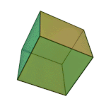En tvådimensionell bild av en kub som är ett tredimensionellt objekt i verkligheten.