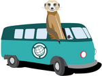 Illustration of meerkat in VW bus