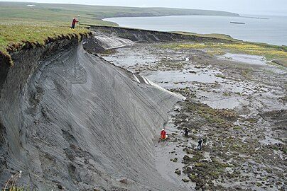 Smeltende permafrost in Herscheleiland, Canada, 2013