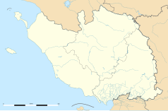 Mapa konturowa Wandei, na dole nieco na prawo znajduje się punkt z opisem „Triaize”