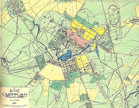 План м. Царського Села з околицями. З Атласу Царського Села 1858 року