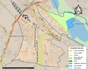 Carte en couleurs présentant l'occupation des sols.