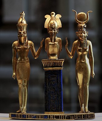 Familia lui Osiris Statuetă din aur, sticlă și lapis lazuli