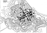 Linkes Bild: Stadtmorphologie von Algier Rechtes Bild: Europäische Stadt, 1819