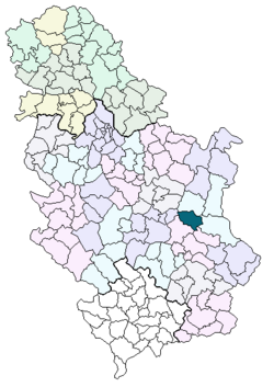 Položaj općine Sokobanja na karti Srbije