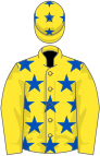 Yellow, royal blue stars, yellow sleeves