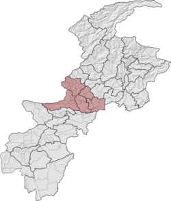Peshawar Division (red) in Khyber Pakhtunkhwa