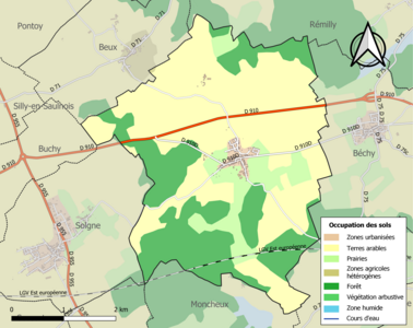 Carte en couleurs présentant l'occupation des sols.