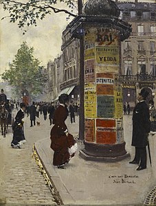 Jean Béraud, Kiosque à Paris (boulevard des Capucines) vers 1880-1884, Baltimore, Walters Art Museum.