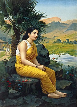 Litograf yang menggambarkan Sinta, berdasarkan lukisan Raja Ravi Varma.