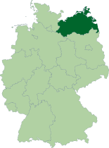 Zemljevid Nemčije z označeno lego Mecklenburga-Predpomorjanskega
