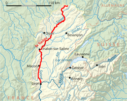 Mapa d'a cuenca hidrolochica d'o río Saona