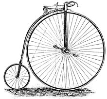 Zeichnung eines Hochrads mit Kraftlinien