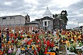 Gravesites and church at San Andres Mixquic