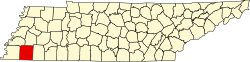 Karte von Fayette County innerhalb von Tennessee