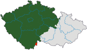 Západní Vitorazsko (červeně) na mapě Česka