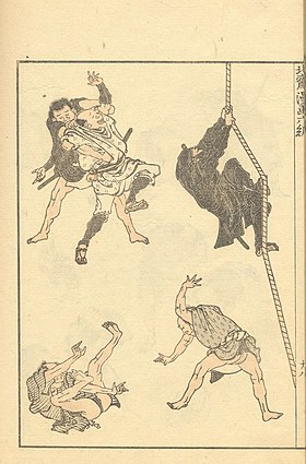 Techniques de ninjas, estampe d'Hokusai.