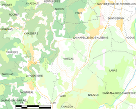 Mapa obce Vinezac