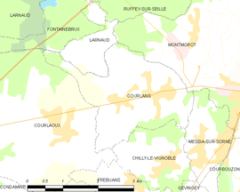 Mapa obce Courlans