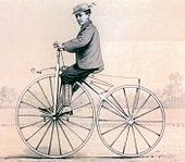 Zeichnung eines Jungen auf einem Michaus-Fahrrad