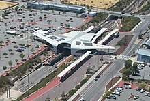 Drone view of a railway station