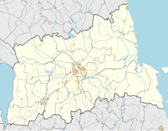 Mapa konturowa prowincji Tartu, w centrum znajduje się punkt z opisem „A. Le Coq w Tartu”