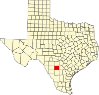 Map of Teksas highlighting Frio County