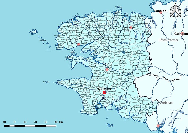 Le Finistère est entièrement dans le bassin DCE Loire-Bretagne.