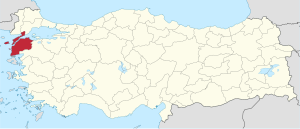 Location of Canakkale Province in Turkey