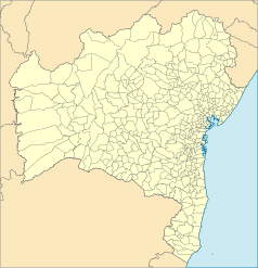 Mapa konturowa Bahia, po prawej znajduje się punkt z opisem „Cachoeira”