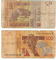 bankovec za 500 frankov CFA