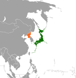 North KoreaとJapanの位置を示した地図