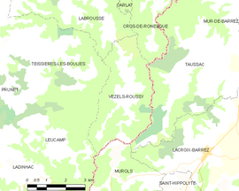 Mapa obce Vezels-Roussy
