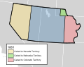 Aufteilung 1861, weitere Grenzverschiebungen zugunsten des Nevada-Territoriums folgten