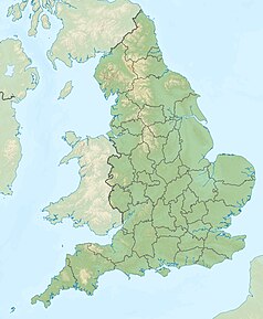 Mapa konturowa Anglii, na dole po prawej znajduje się punkt z opisem „Londyn”