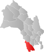 Mapa do condado de Viken com Kongsberg em destaque.
