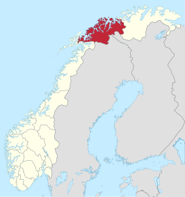 Kaart van Troms fylke Romssa fylkka