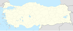 Mapa konturowa Turcji, blisko lewej krawiędzi znajduje się punkt z opisem „Izmir”