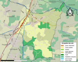 Carte en couleurs présentant l'occupation des sols.