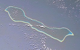 Satellietfoto van het atol Makemo