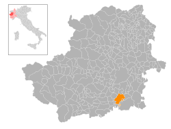 Locatie van Carignano in Turijn (TO)
