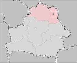 Location of Vitebsk, shown within the Vitebsk Voblast