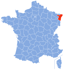 Ligging van Bas-Rhin Frankryk