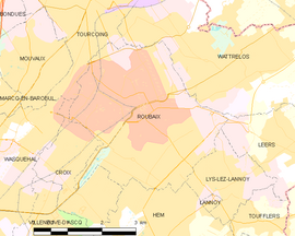 Mapa obce Roubaix
