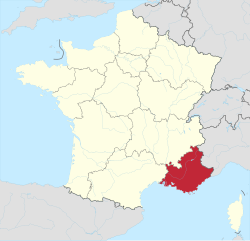 Location of Provence-Alpes-Côte d'Azur