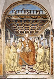 La Confirmation de l'ordre des Olivétains par l'évêque d'Arezzo (1503-1504), monastère de Sant'Anna in Camprena (it).