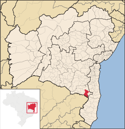 Localização de Itarantim na Bahia