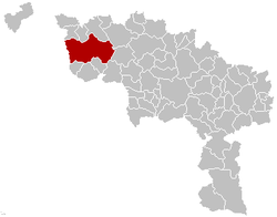 Ligging van Doornik in die provinsie Hainaut