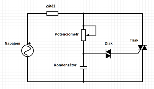 Zjednodušené schéma triakové regulace
